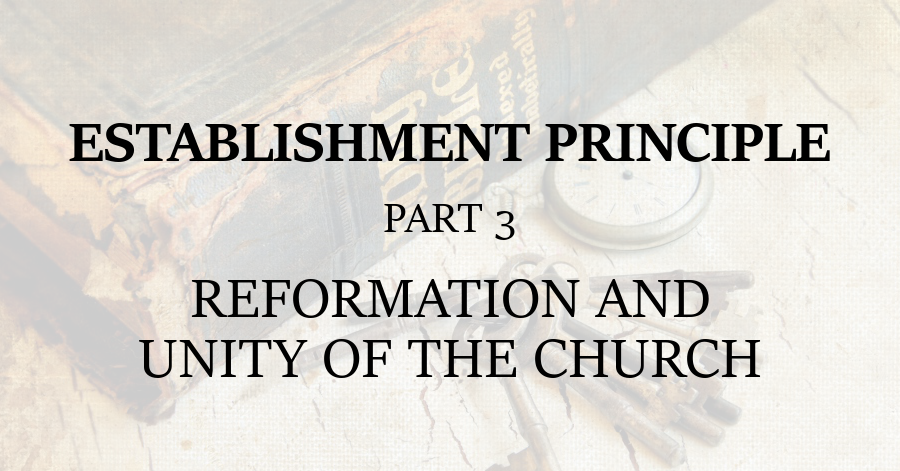 Establishment Principle 3 Reformation and Unity of the Church